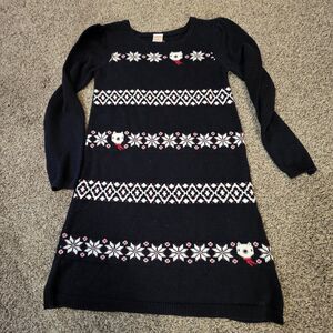 Gymboree Sweater Dress Girl Size 8 Navy Long Sleeve Holiday Winter Christmas